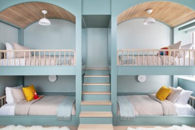 blue built-in bunkbeds